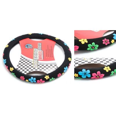 Чехол руля HL-548BK-M, цветы, KING HL-548BK-M