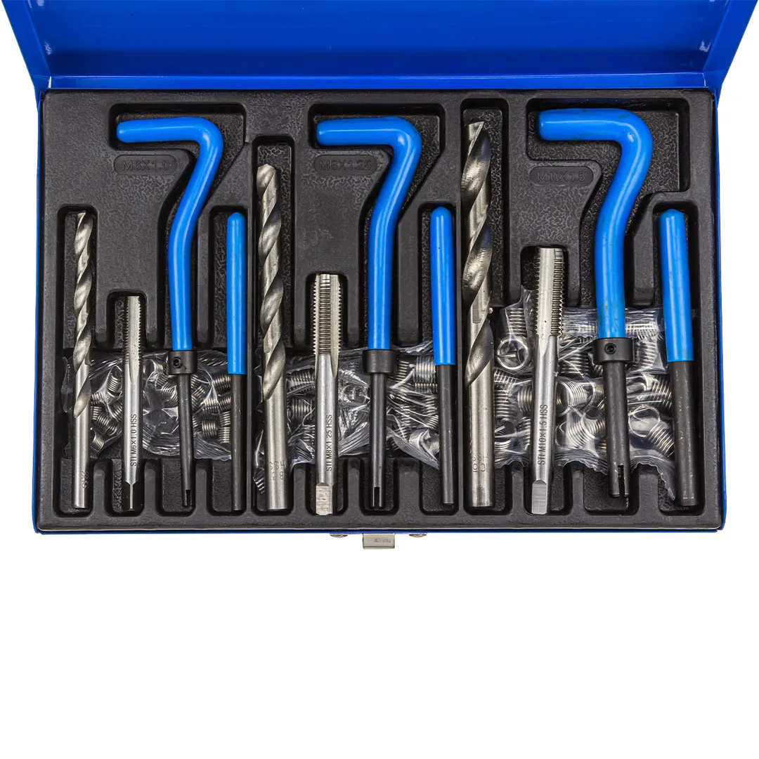 Набор приспособлений и футорок для восстановления резьбы, М6х1, М8х1.25, М10х1.25 88 пр. Forsage F-9088U1