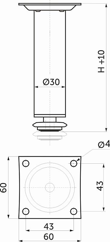 Опора мебельная мет. D-150 h150 d30 с регул. черный матовый AKS 112792