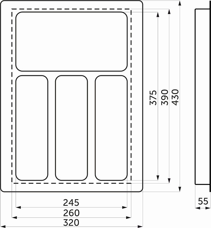 Лоток для столовых приборов 400 LINER 320*430, графит AKS 117233