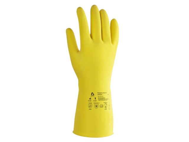 Перчатки К20 Щ20 латексные с хлопковым напылением р-р 9/L, Acid Eco, желтые JETA SAFETY JHG-101-L