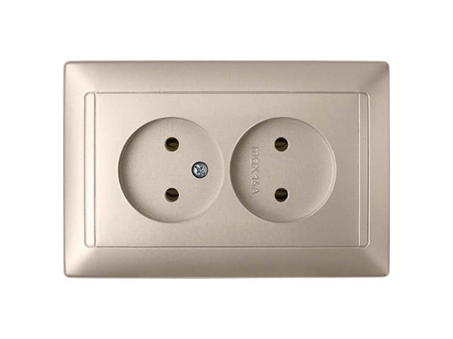 Розетка 2-ая (скрытая, б/з) шампань, Стиль, Bylectrica РС16-307шамп