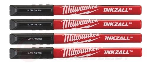 Маркеры со сверхтонким пером INKZALL черные 4 шт. Milwaukee 48223164