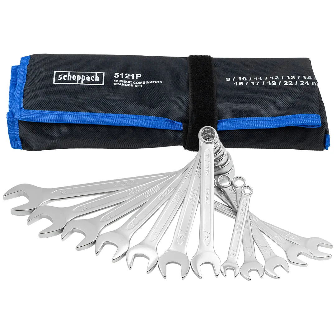 Набор комбинированных ключей 12 пр. 8, 10-17, 19, 22, 24 мм Scheppach Sch-5121P