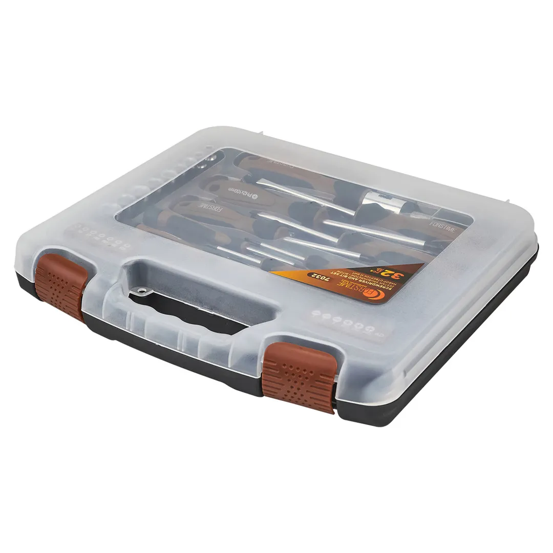 Набор отверток в комплекте с битами и 6-гр головками 32пр. FORSTIME FT-7032