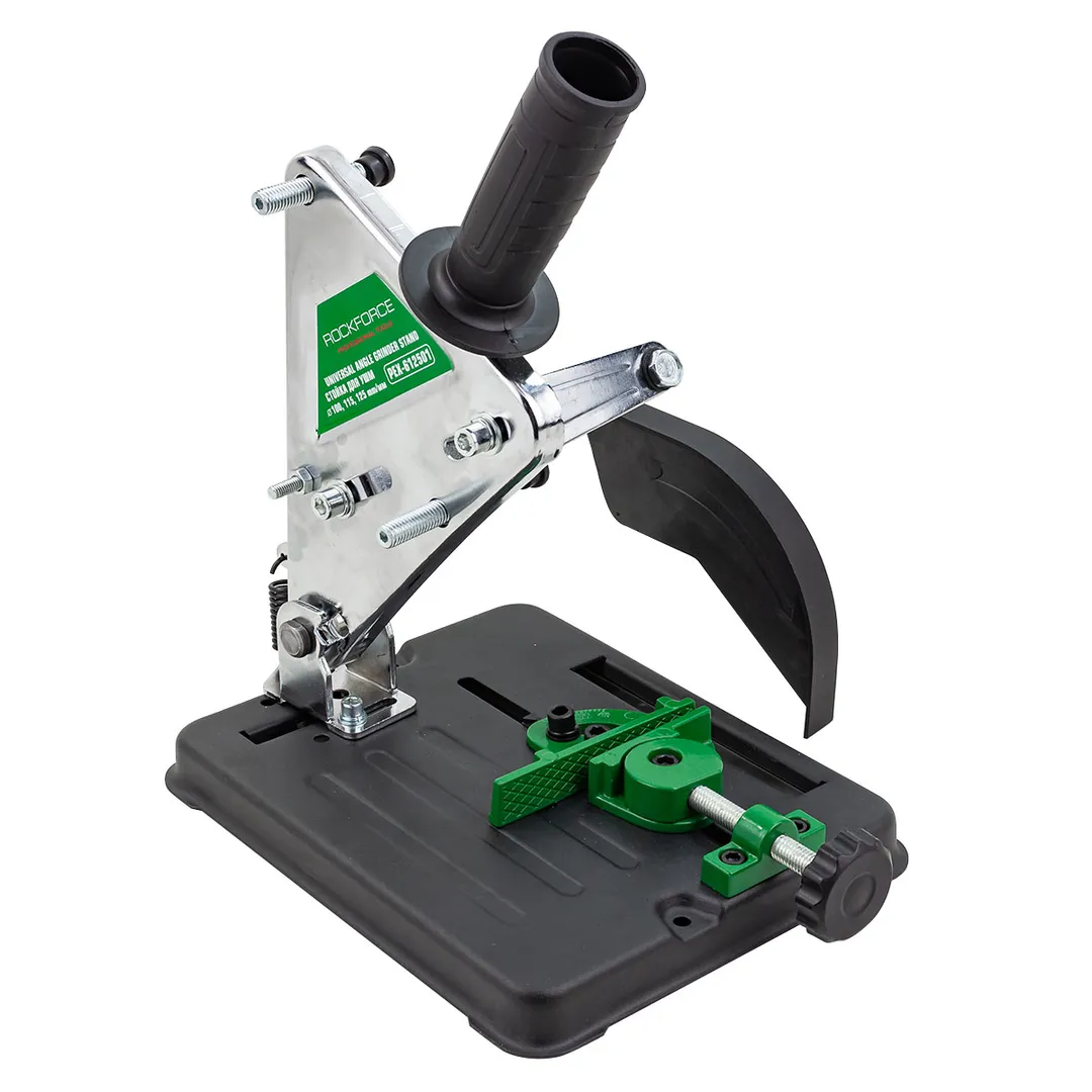 Стойка для УШМ Ø100, 115, 125 мм, высота 260 мм, ход зажима 0-75 мм, размер стола 240х190 мм, глубина пропила 30 мм RockForce RF-PEX-612501