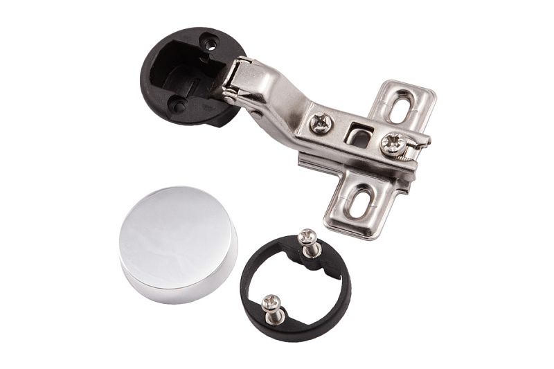 Петля д/стекла полунакладная с пружиной h0 slide-on, круглая заглушка хром, GRIDLI 123354