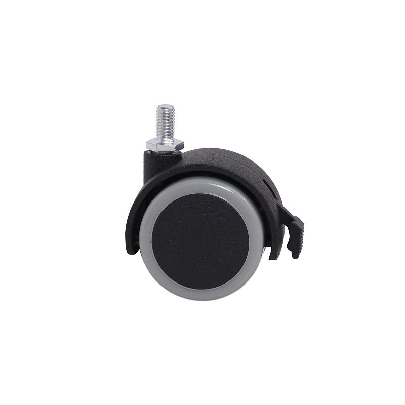 Колесо меб. пласт. FURNI d50 с винтом M8 с торм., черный/серый AKS 122721