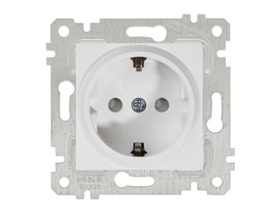 Розетка 1-ая (скрытая, без рамки, с/з, шторки) белая, RITA, (16 A, 250 V, IP 20) Mutlusan 22006050201