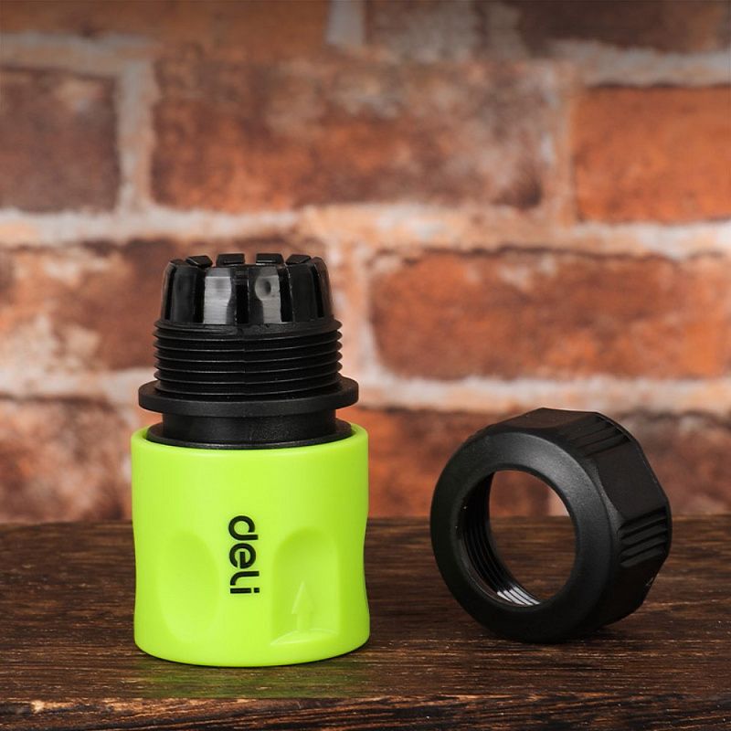 Соединитель-коннектор для шлангов Deli GS EDL8792, 1/2", быстросъемный, черный, зеленый