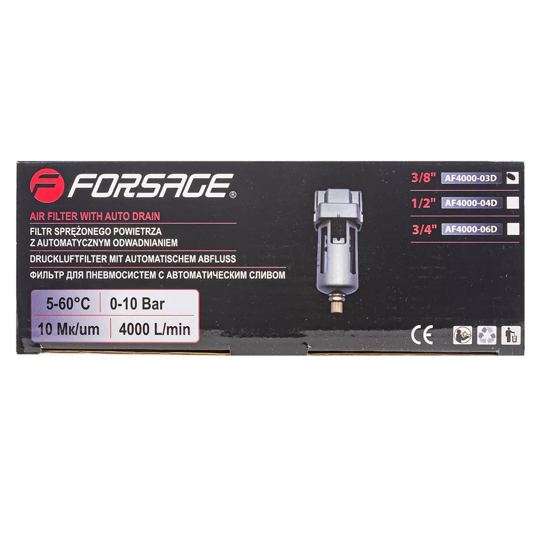 Фильтр воздушный для пневмосистем 3/8", с автоматическим сливом Forsage F-AF4000-03D