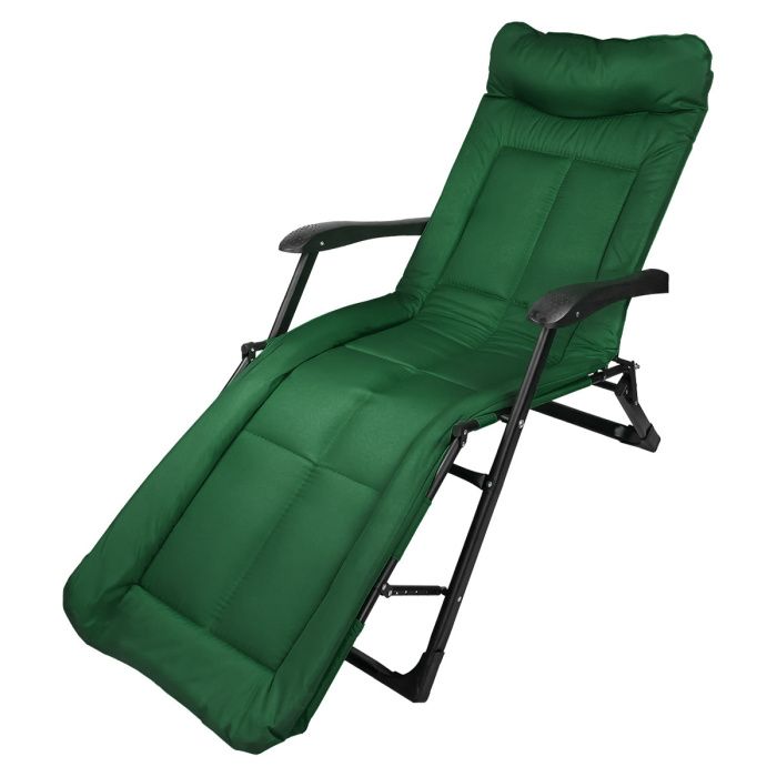 Шезлонг складной с подлокотниками на мягкой основе, зеленый, 1780х670х300 мм, макс. нагрузка 200 кг WMC TOOLS WMC-FG-HY-8000G