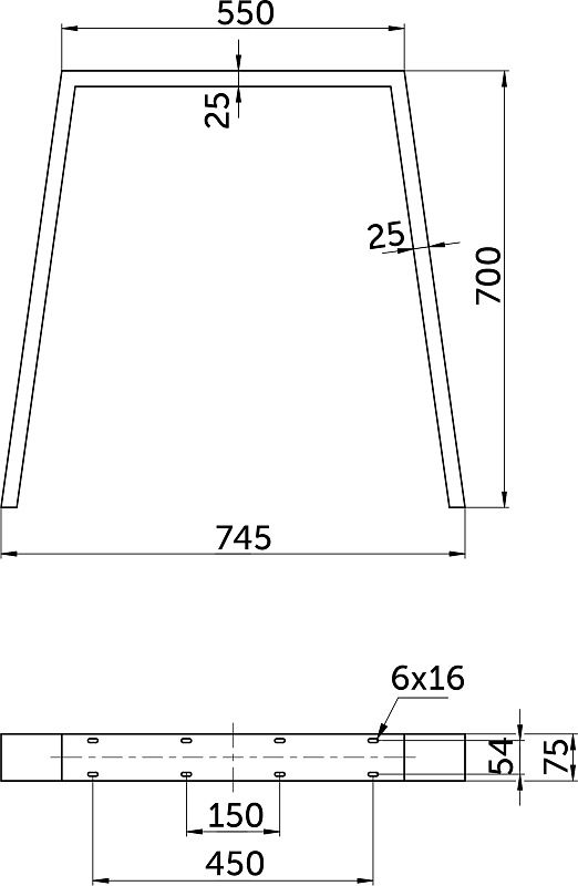 Подстолье LOFTON h700, черный, 1 упак 2 шт., AKS 124239