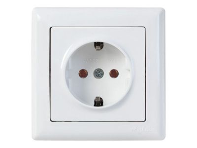 Розетка 1-ая, скрытая, с/з, с/штор, белая, DARIA, 16 A, 250 V, IP 20, Mutlusan 21206050201