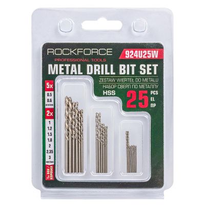 Набор сверл по металлу 25 пр, 0,5-3 мм RockForce RF-924U25W