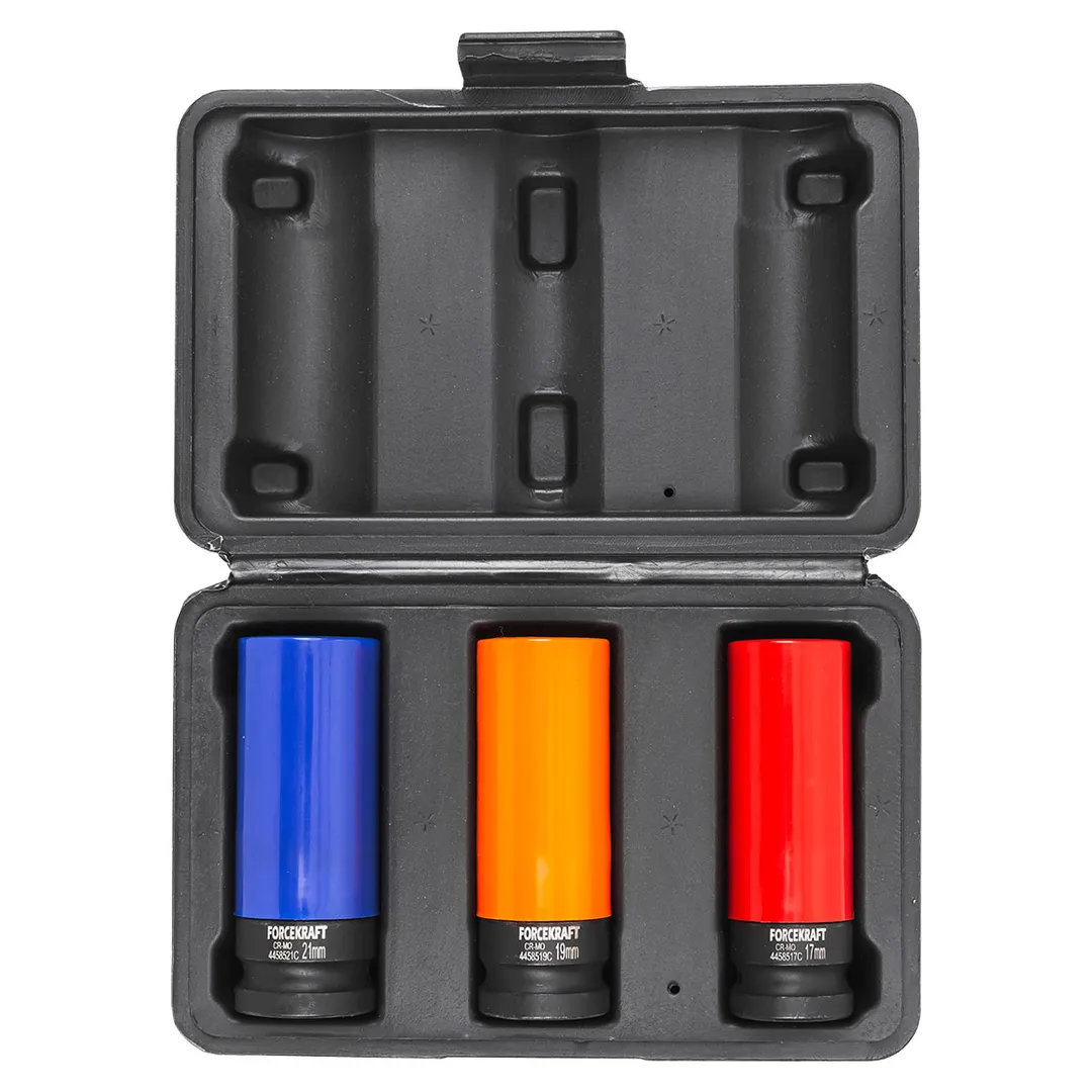 Набор ударных головок для литых дисков 17-21 мм 3 пр. 1/2'' 6-гр ForceKraft FK-4032C