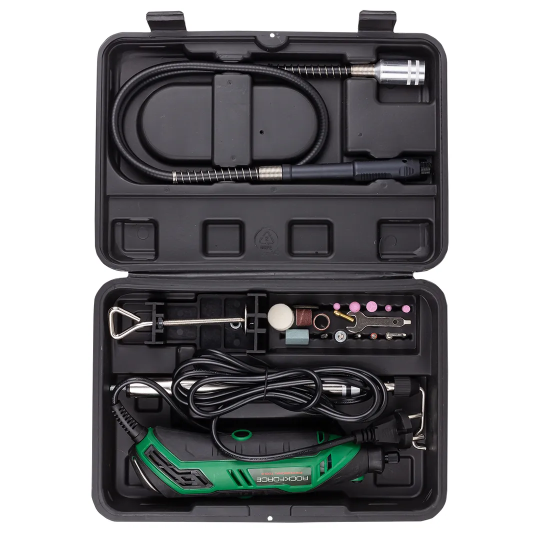 Гравер электрический, 130W, 10000-35000 об/мин в комплекте с аксессуарами 25 пр. RockForce RF-GM10-150E