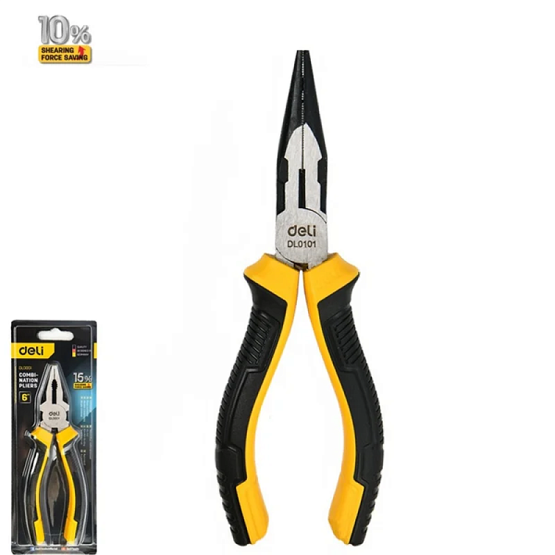 Длинногубцы Deli YS EDL0101, 160 мм, 2-х компонентные рукоятки