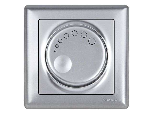 Выключатель поворотный с подсветкой, диммер, скрытый, винт. зажим, 600Вт, серебро, DARIA, 220VAC, 60 - 600VA, 50 Hz, IP20, Mutlusan 21204400282