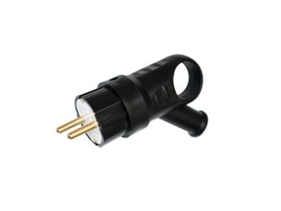 Вилка угловая с ушком (с/з, 16А, 250В) черная, Bylectrica В16-385