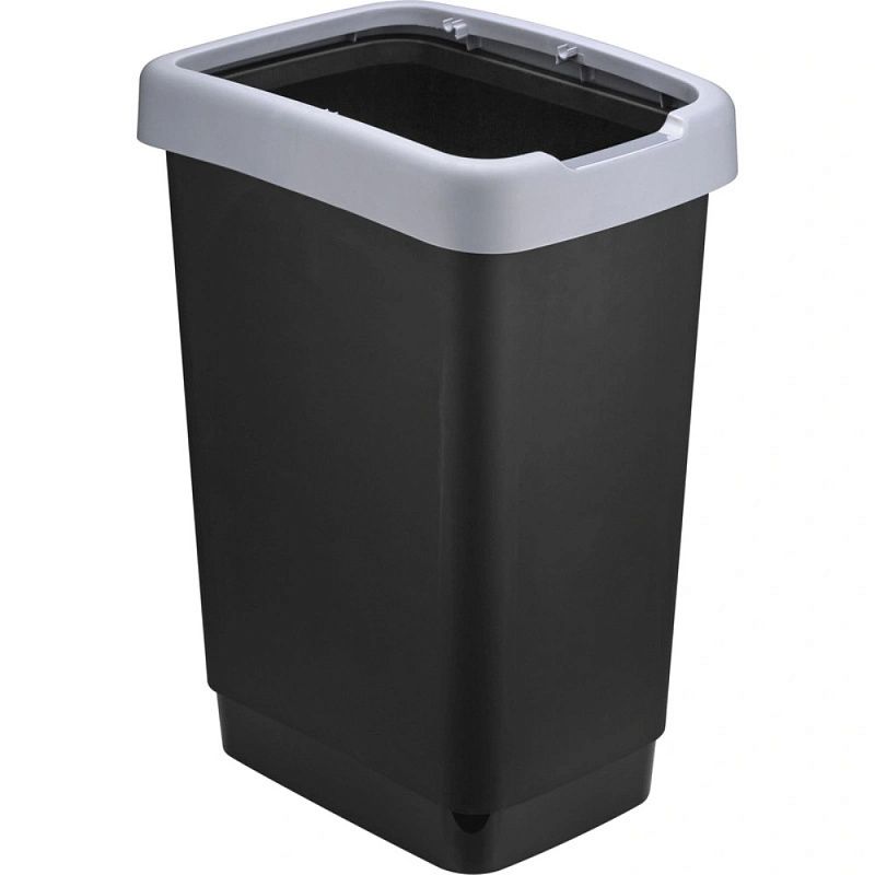 Урна для мусора IDEA, 25 л, пластик, черный, серый