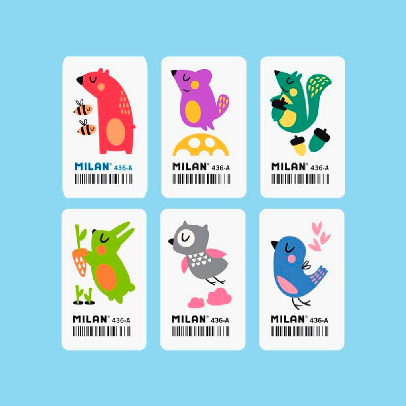 Ластик Milan "436A", 1 шт, ассорти
