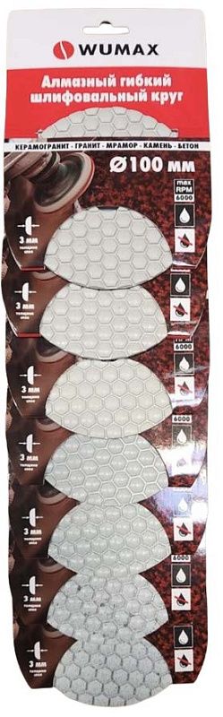 Алмазный круг для полировки гранита, d100 мм, G100, DP, WUMAX 1668220100
