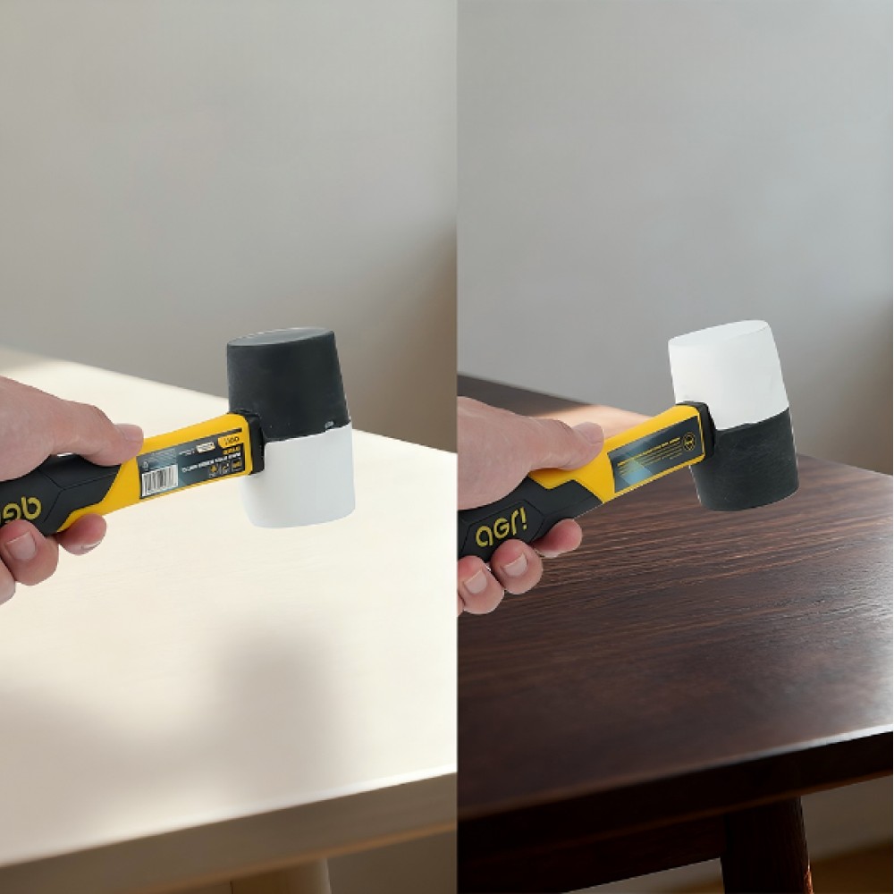 Киянка Deli YS EDL5808, резиновая, фибергласовая рукоятка, черная, белая