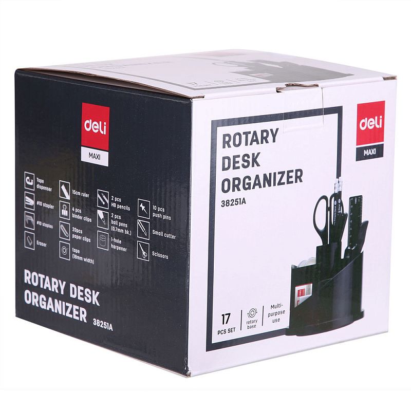 Набор настольный "Deli Maxi 38251А", 153x153x145 мм, черный