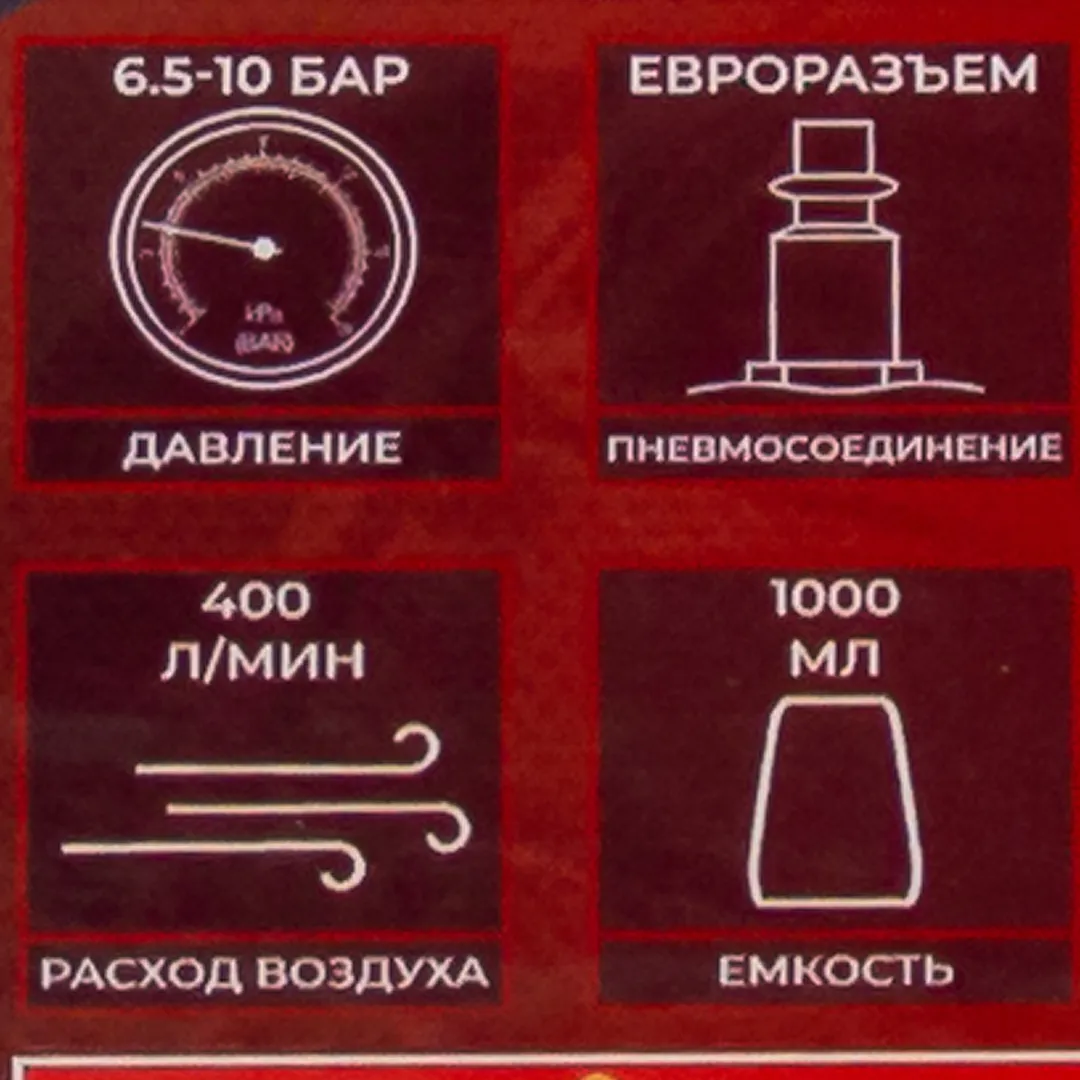 Пистолет пневматический для чистки салона автомобиля с бачком 1 л ForceKraft FK-203819
