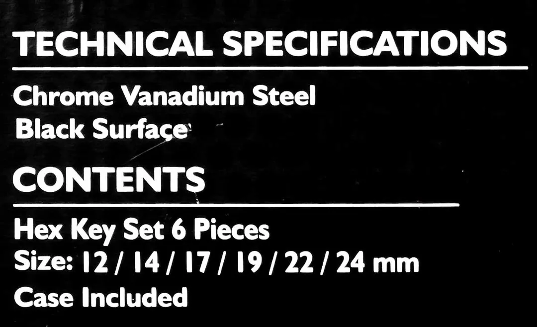 Набор ключей Г-образных HEX (6-гр) 6 пр., 12-24 мм JCB JCB-5067
