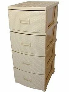 Комод "Декор" "Ротанг" 4 секции бежевый РУССПЛАСТ РП-421 Ротан/беж