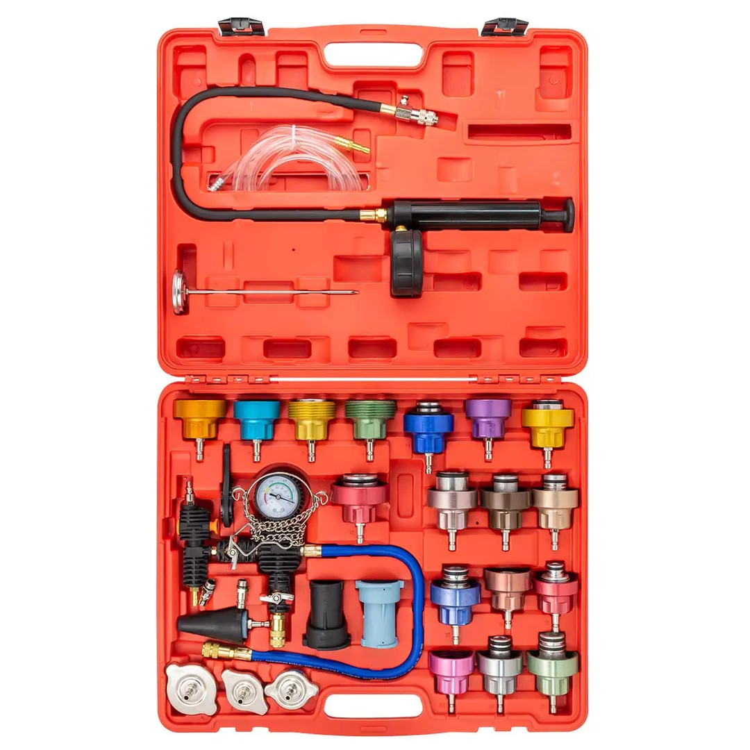 Набор приспособлений для тестирования систем охлаждения ''PROFI'' 27 пр. 0-2.5bar ForceKraft FK-922G1 Premium (красный кейс)