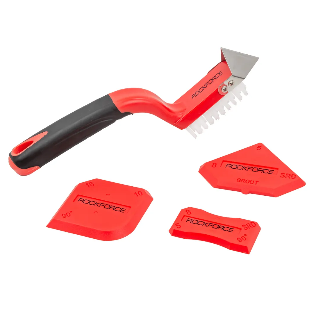 Набор шпателей с нейлоновой щеткой для выравнивания силикона 4 пр RockForce RF-52621