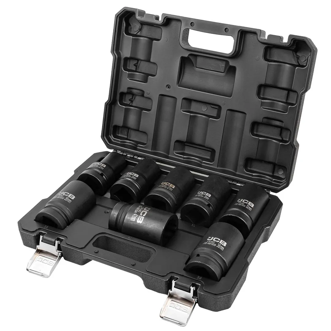Набор головок ударных глубоких 8 пр. 1'', 12-гр, 22, 24, 27, 30, 32, 36, 38, 41 мм JCB JCB-8081-9MPB