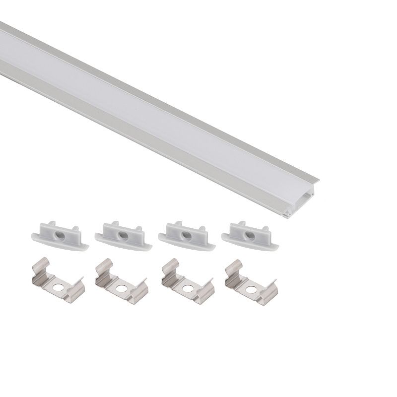 Профиль алюминиевый врезной LIRA-1707 с экраном, цвет алюминий, 2м, в комплекте 4 заглушки и 4 крепления, AKS 121504