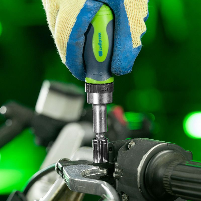 Отвертка реверсивная с набором бит PH, PZ, SL, HEX, Torx CrV 41 пр Сибртех 133587