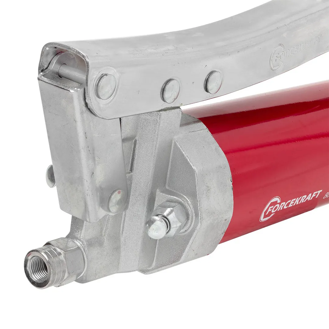 Шприц для нагнетания густой смазки ручной 800 мл в комплекте с жестким L-140 мм и гибким L-300 мм наконечниками 2 штока, ''под закладку'' ForceKraft FK-07043GAT