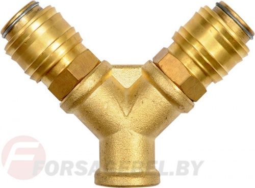 Быстросъёмное 2-х стороннее соединение с клапаном, "мама"-внутр. резьба 3/8", латунь Yato YT-24091
