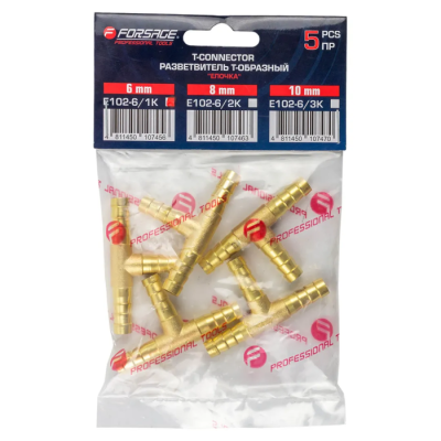 Разветвитель Т-образный, "елочка" 6 мм, к-т 5 шт Forsage F-E102-6/1K