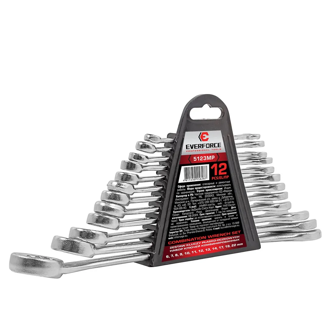 Набор комбинированных ключей 12 пр 6-14, 17, 19, 22 мм EVERFORCE EF-5123MP