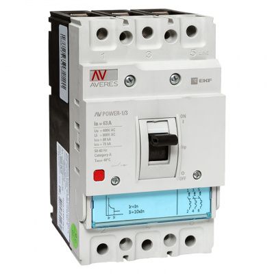 Автоматический выключатель AV POWER-1/3 63А 80kA TR EKF AVERES mccb-13-63H-TR-av