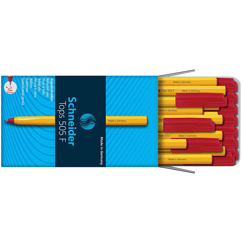 Ручка шариковая "Schneider Tops F", 0.4 мм, желтый, стерж. красный