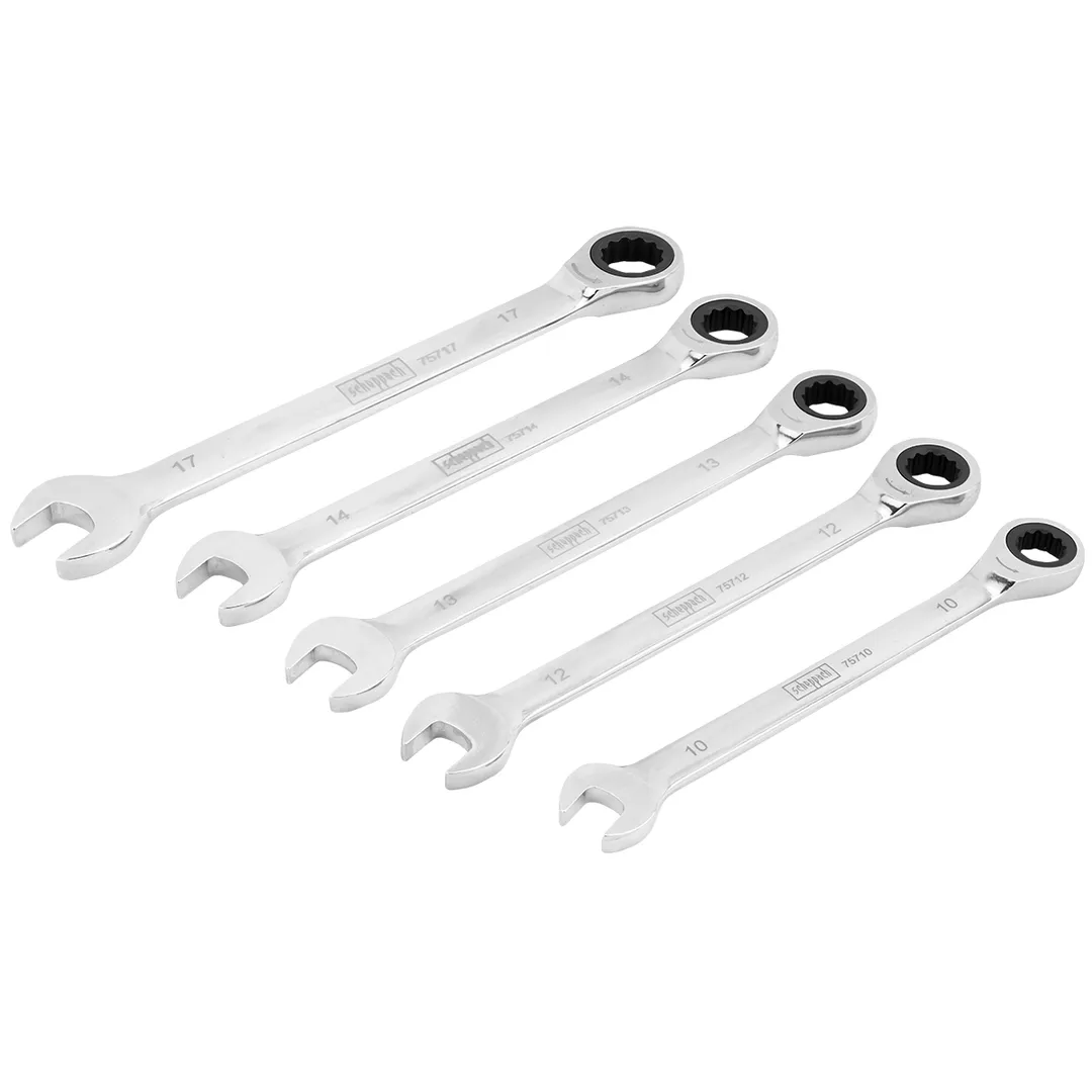 Набор комбинированных трещоточных ключей 10, 12-14, 17 мм 5 пр Scheppach Sch-51052