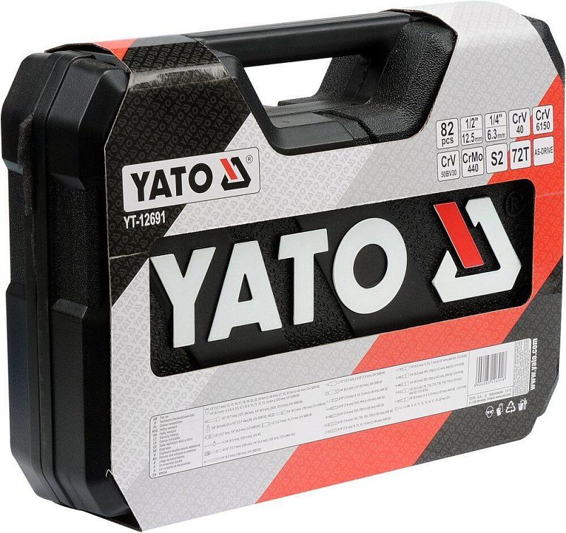 Набор инструментов 1/4''&1/2'' 82 пр. Yato YT-12691