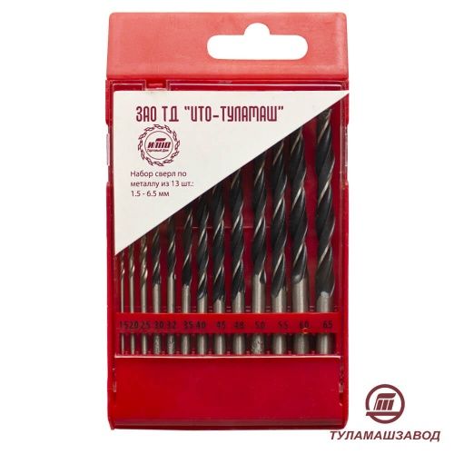 Набор сверл по металлу 13 пр. 1,5-6,5 мм Туламаш 72663