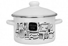 Кастрюля "Kitchen" 3,0л Эмаль ООО 01-Б1612/4М Kitchen