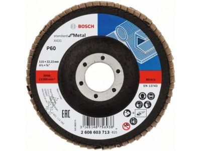Круг лепестковый 115х22.2 мм K60 плоский STANDARD FOR METAL