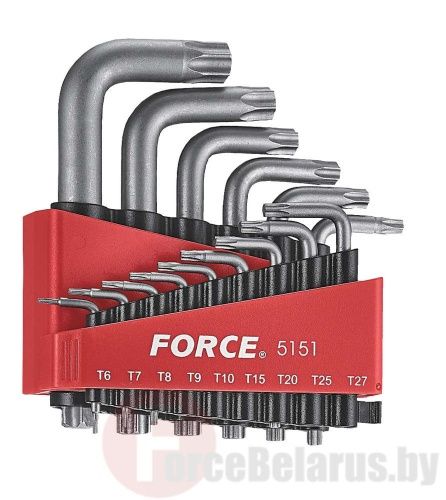 Набор Г-обр. ключей Torx с отверстием Force 5151T (T-6H-T-60H) 15 пр.