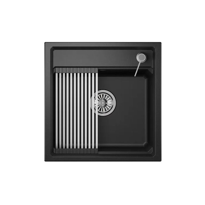 Мойка кварц, прямоугольная, KS-5002, 500*510мм, черный металлик, на столешницу, Granula 119239